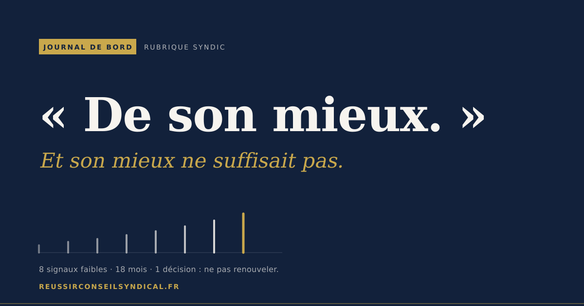 « De son mieux. Et son mieux ne suffisait pas. » Visualisation des 8 signaux faibles cumulés sur 18 mois.