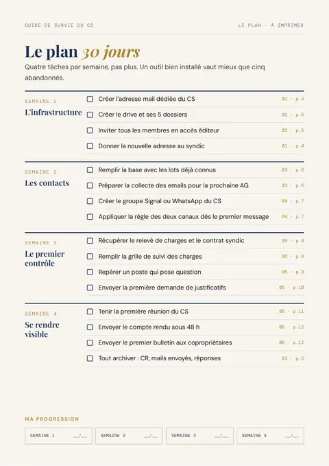 Page 3 du guide : le plan 30 jours